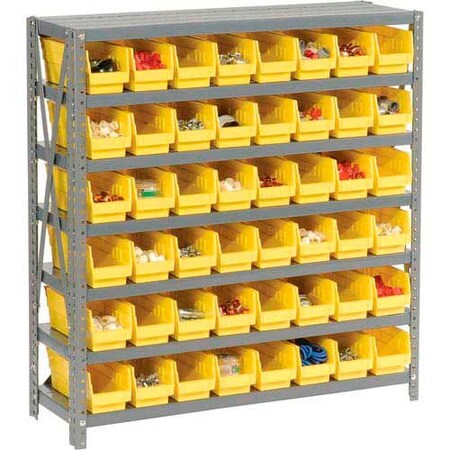 Global Industrial Steel Shelving with 48 4inH Plastic Shelf Bins Yellow, 36x12x39-7 Shelves 603430YL